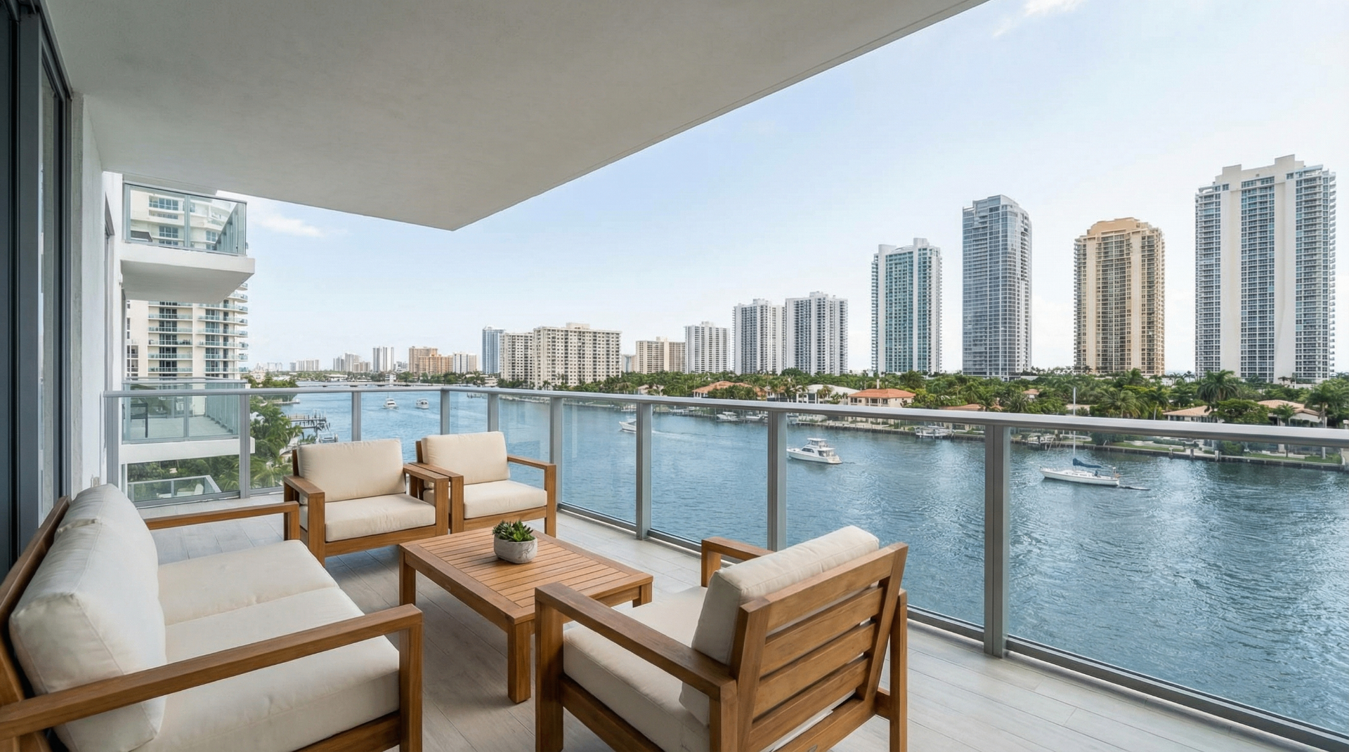 Waterfront Balcony - Aventura real estate photography