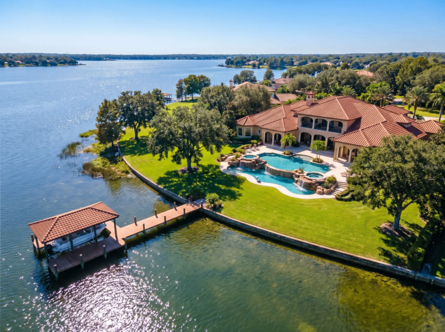 Lakefront Estate Aerial Overview