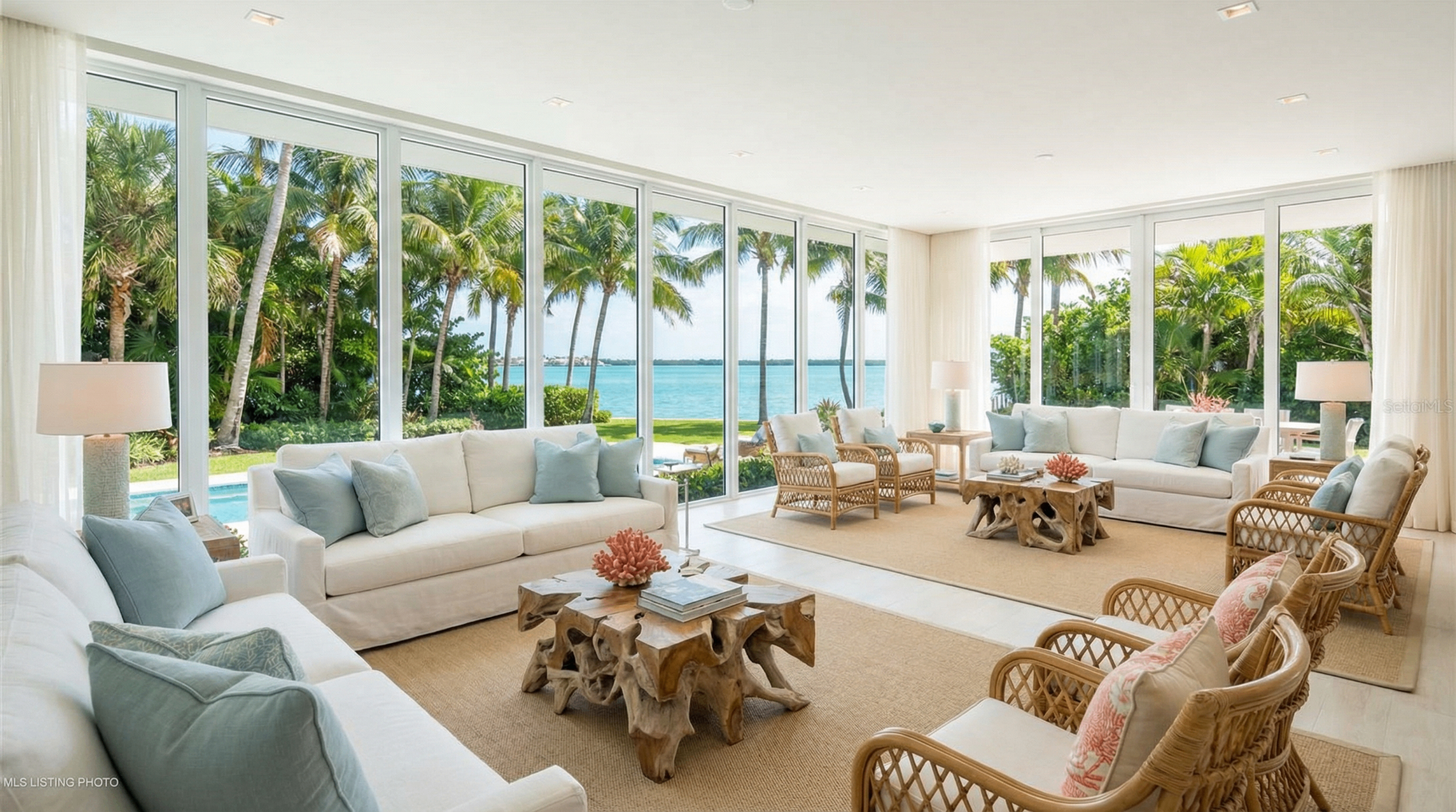 Ocean Club Oceanfront Living Room - Key Biscayne real estate photography