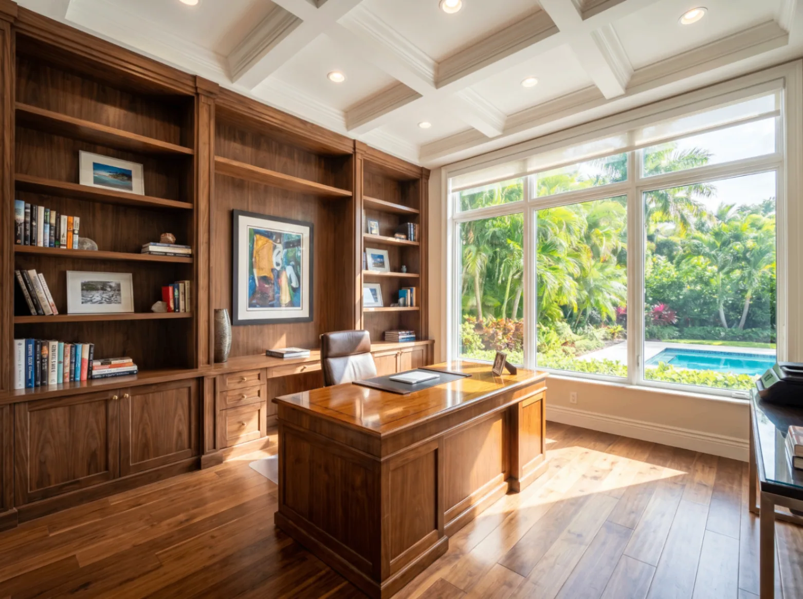Luxury Home Office with Garden View