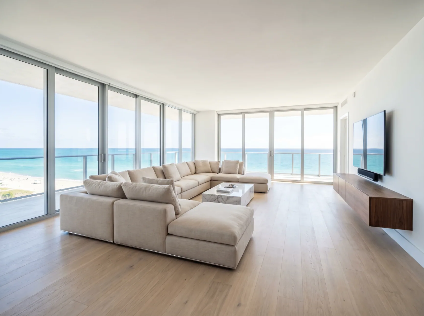 Oceanfront Condo Interior with Panoramic Views