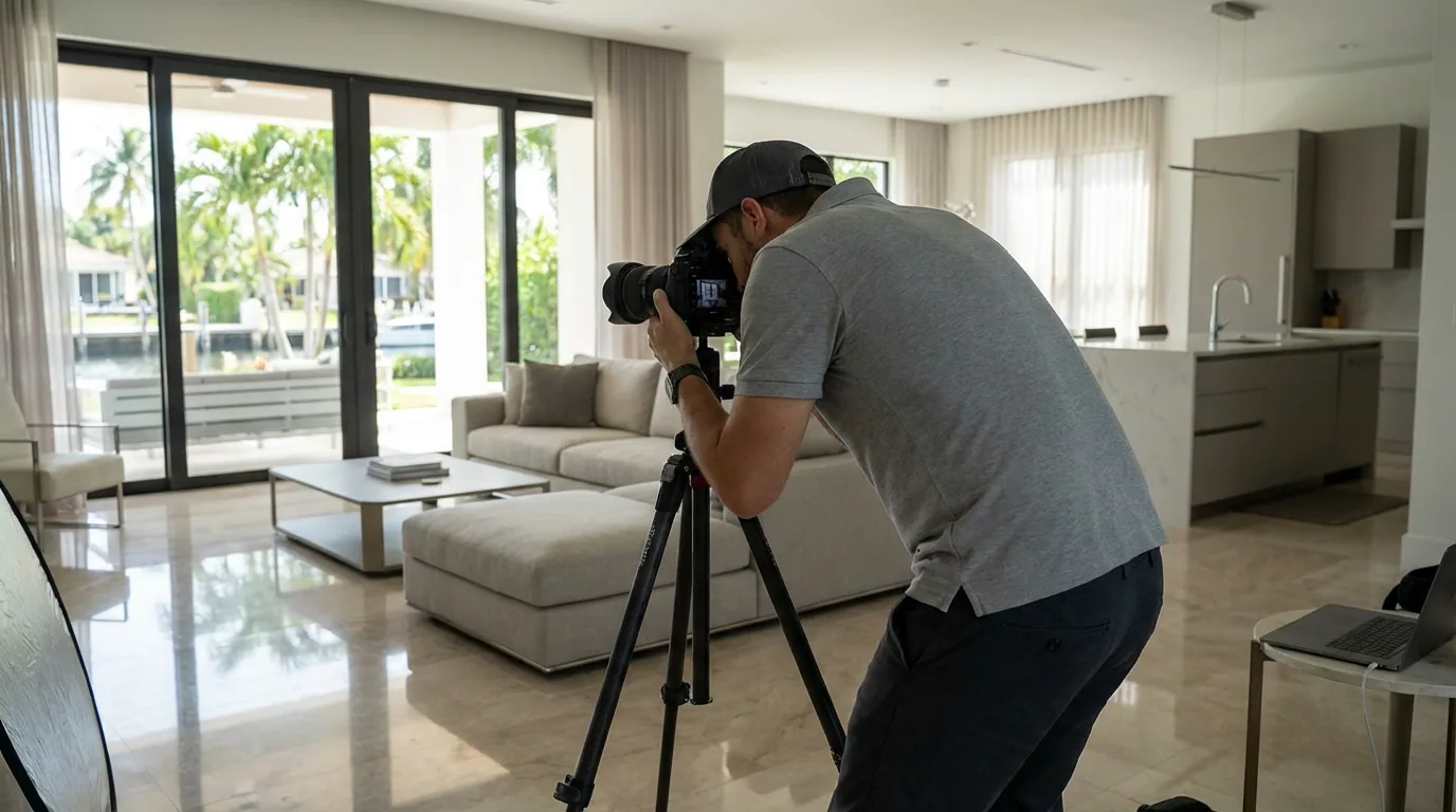 Professional photographer capturing real estate