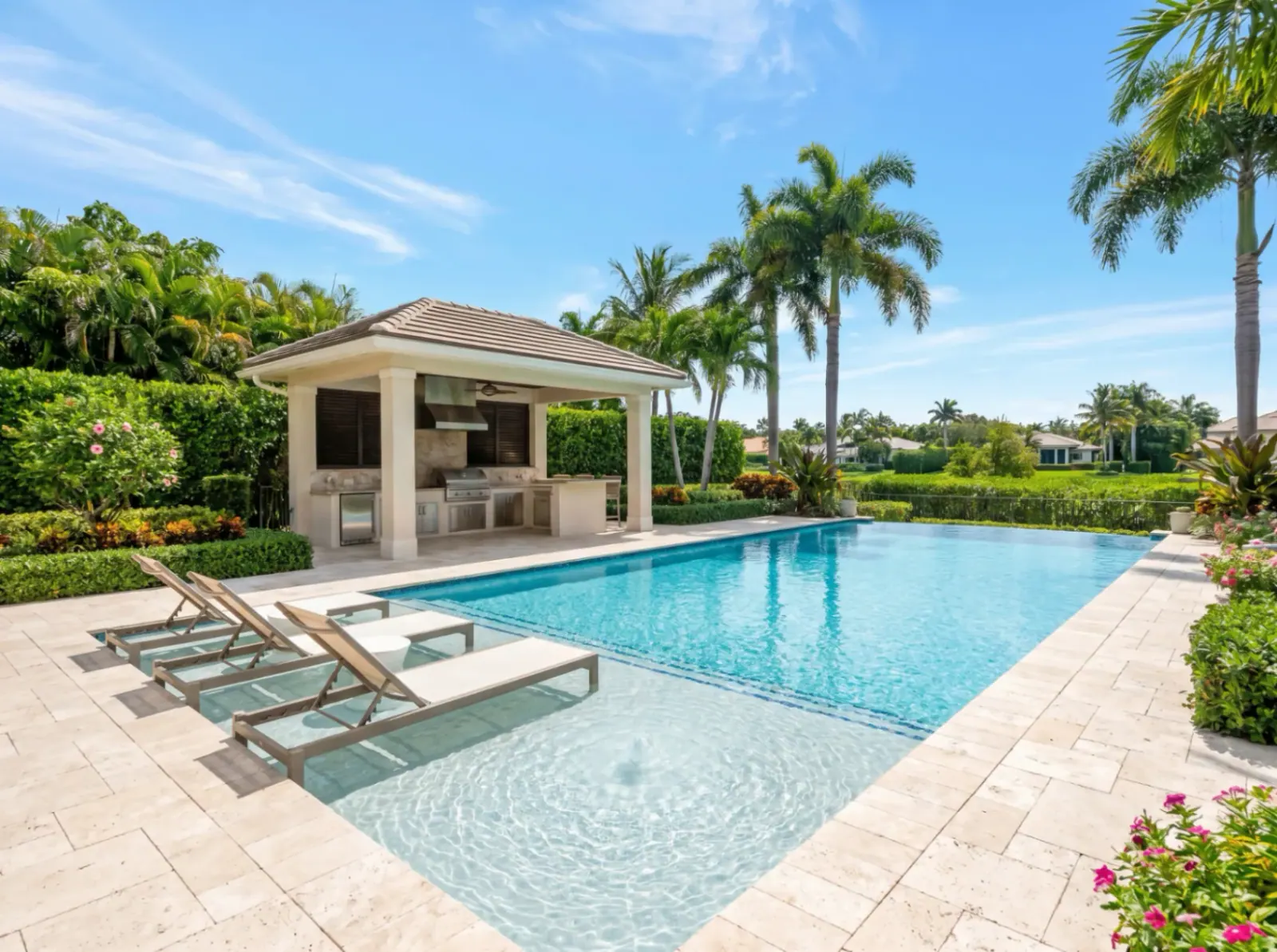 Resort-Style Pool Cabana Showcase — real estate photography in Surfside by Estate Shutter Florida