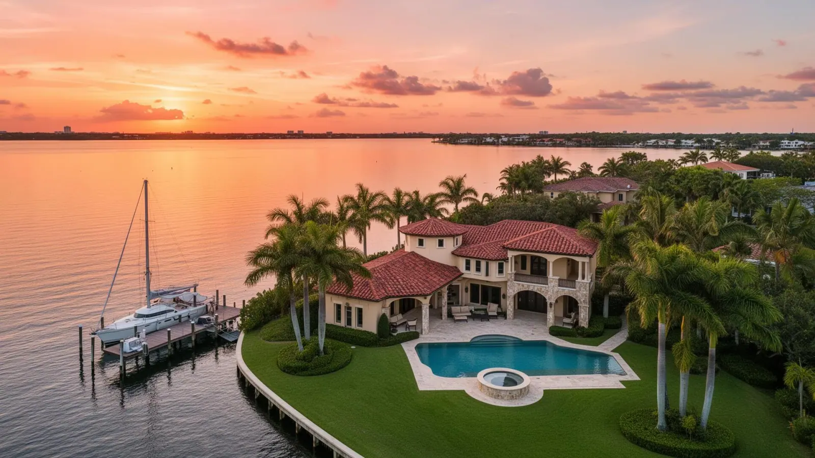 Sarasota Bayfront Mediterranean Estate — Aerial