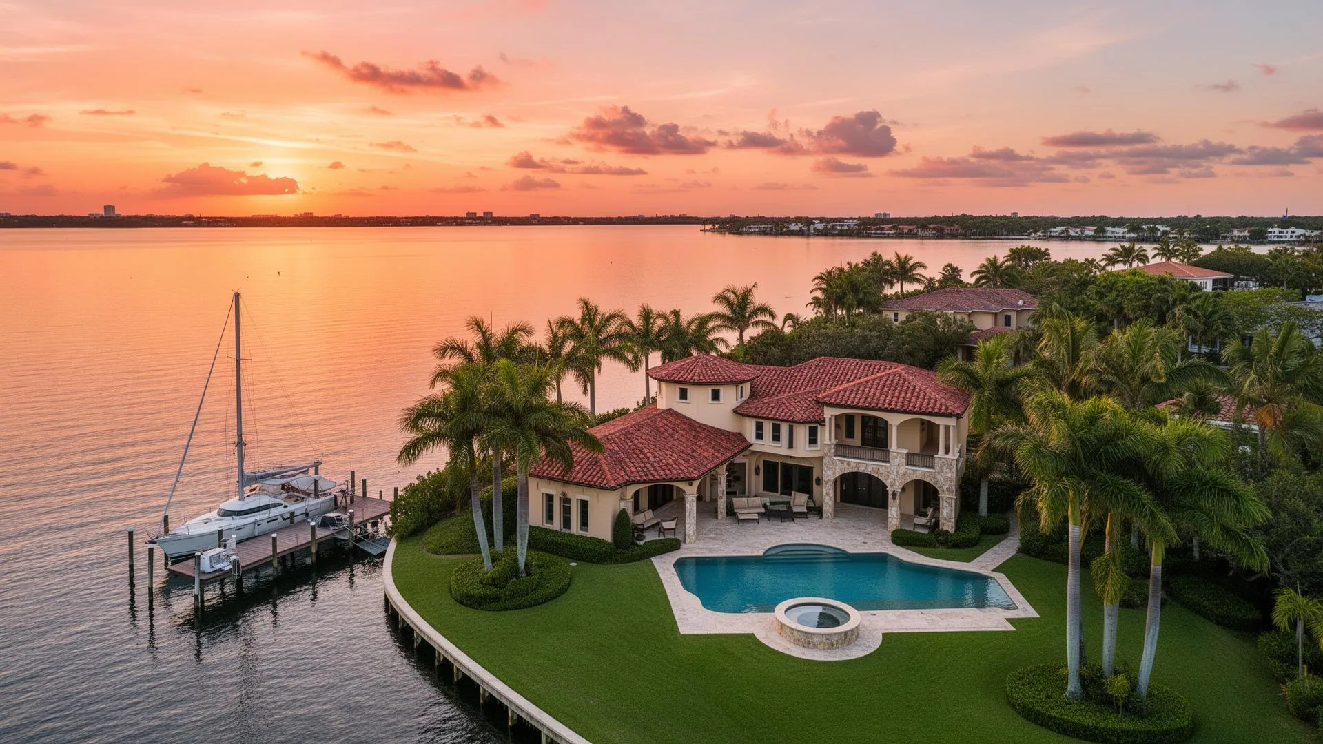 Sarasota Bayfront Mediterranean Estate — Aerial