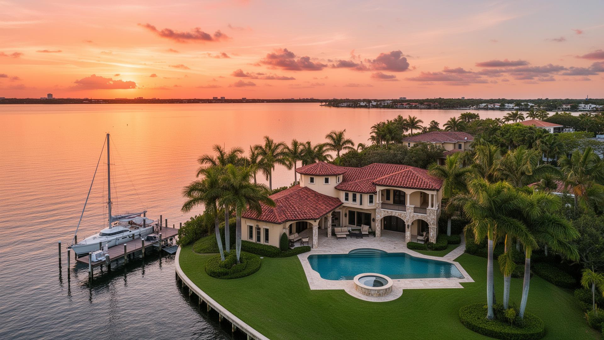 Sarasota Bayfront Mediterranean Estate — Aerial