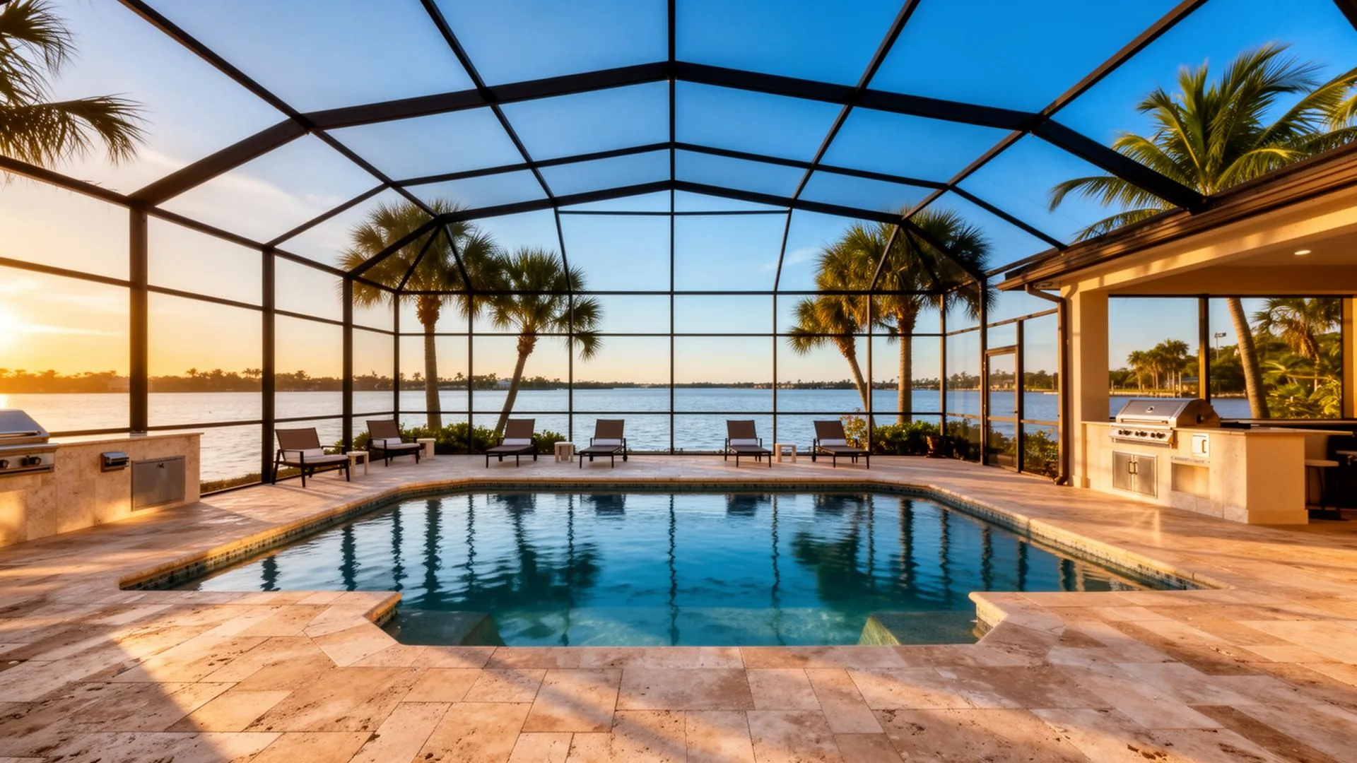 Screened Pool Deck Over Tampa Bay