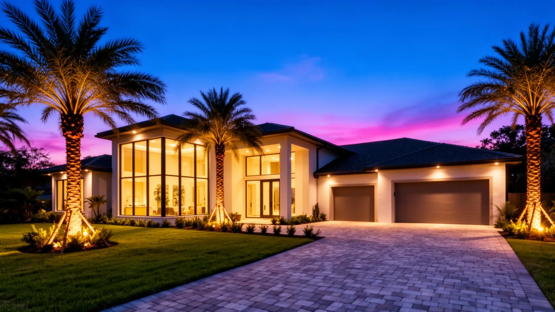 Modern Tampa Estate at Twilight