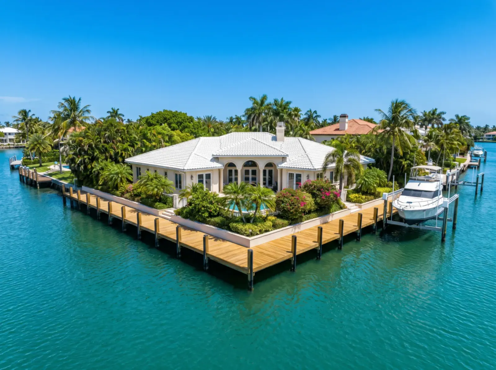 Pompano Beach Waterfront Home Aerial — real estate photography in Surfside by Estate Shutter Florida