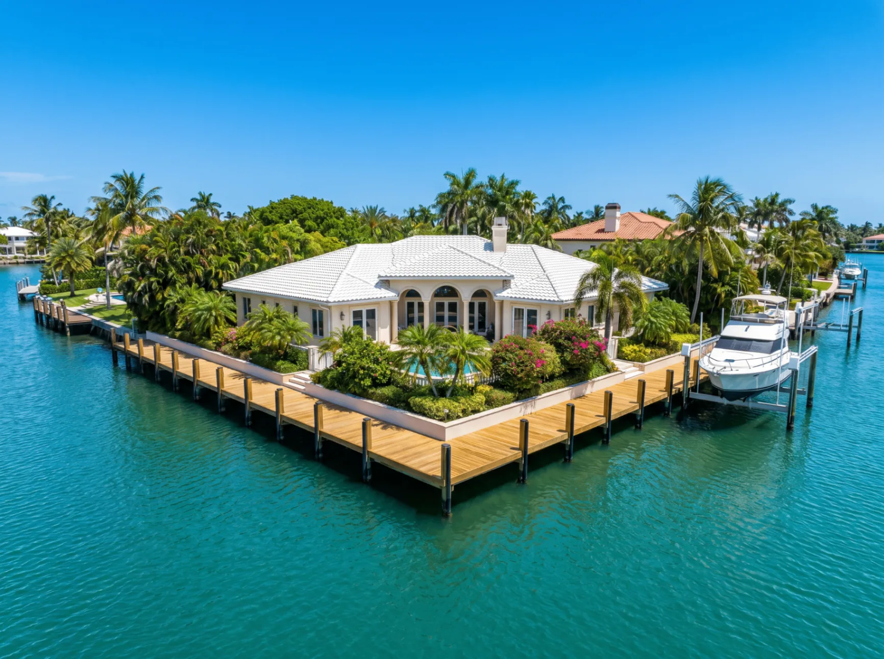 Pompano Beach Waterfront Home Aerial - Featured Real Estate Photography by Estate Shutter
