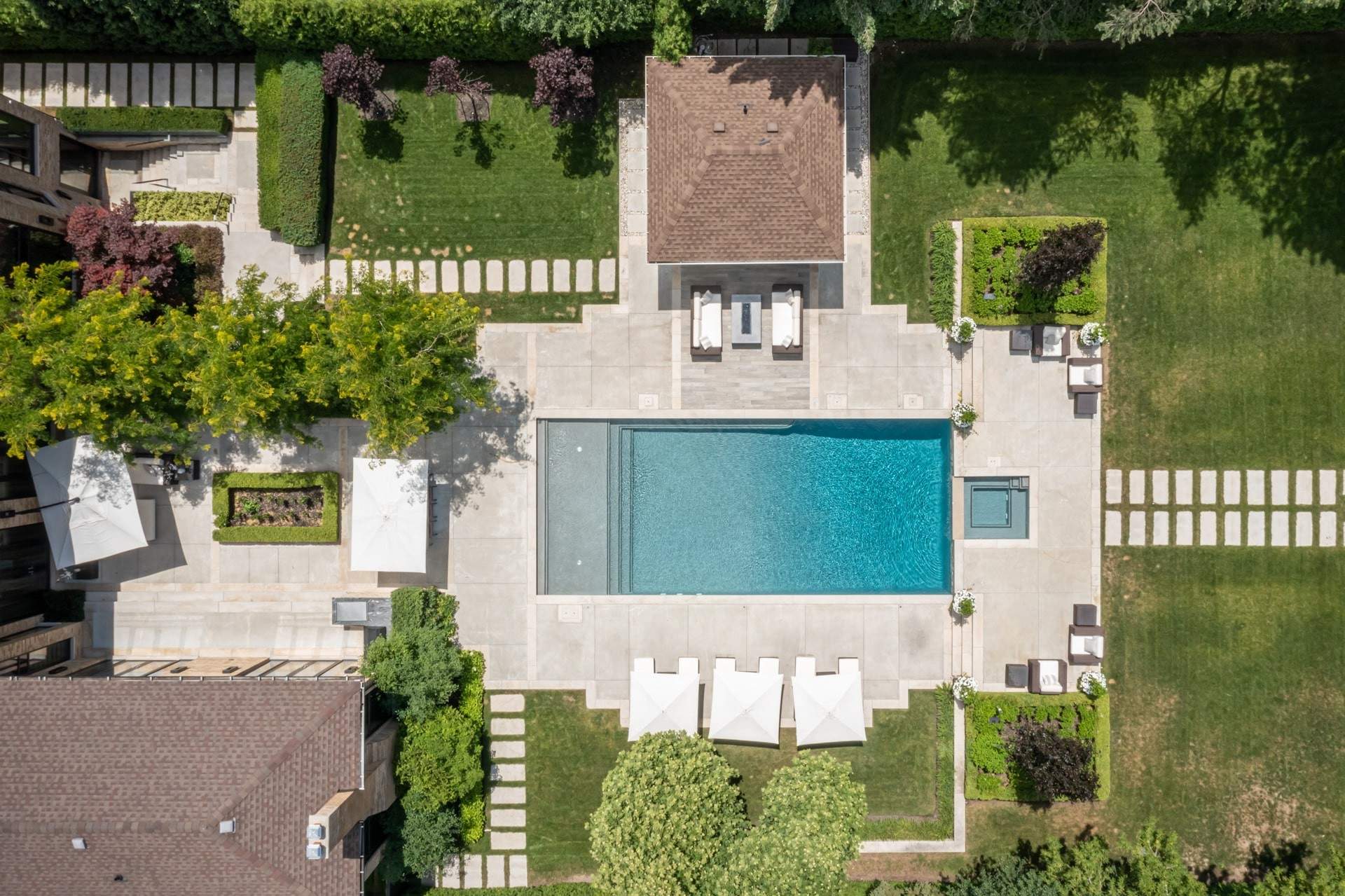 Aerial Pool Estate View