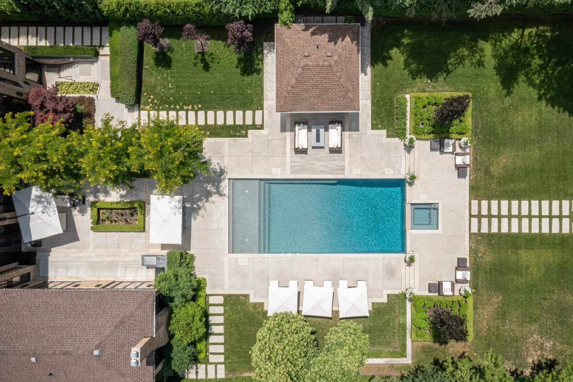 Aerial Pool Estate View