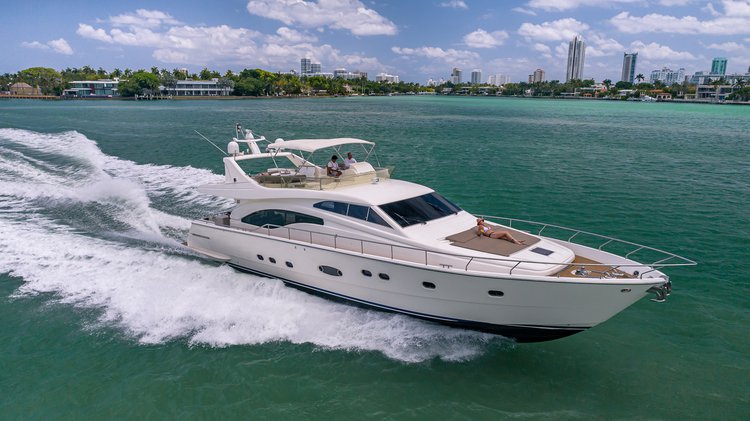 Ferretti 70ft yacht aerial photography Miami Beach