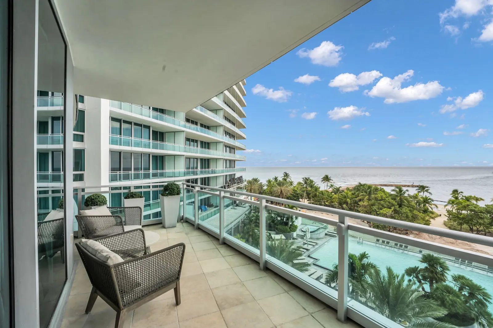 Balcony with ocean view in Bal Harbour