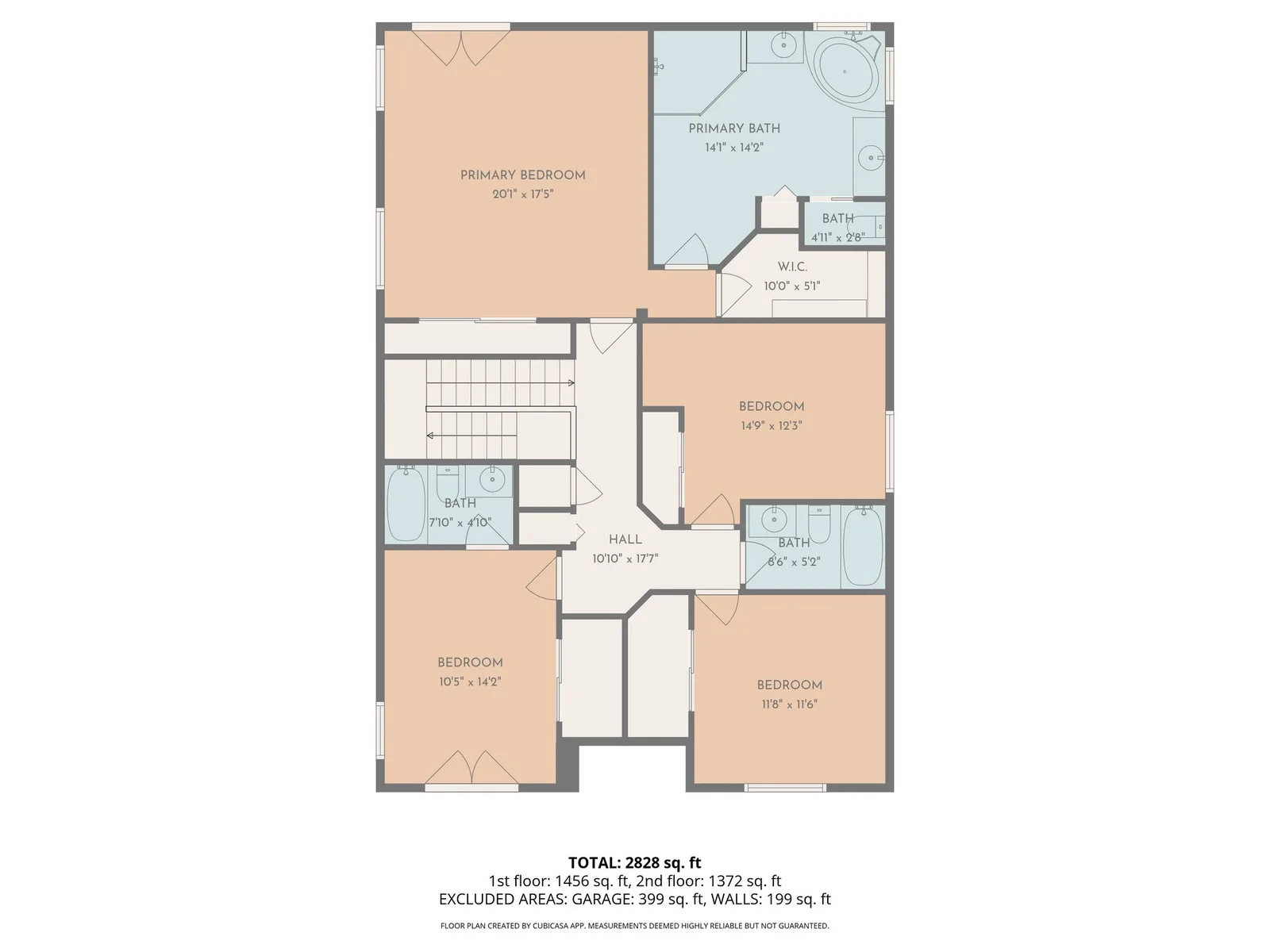 2D floor plan of a Fort Lauderdale home upper floor with dimensions