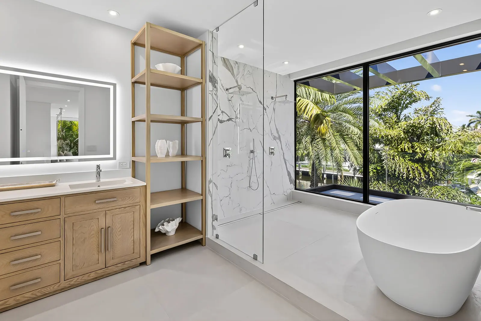 Bathroom with soaking tub and garden window in Fort Lauderdale