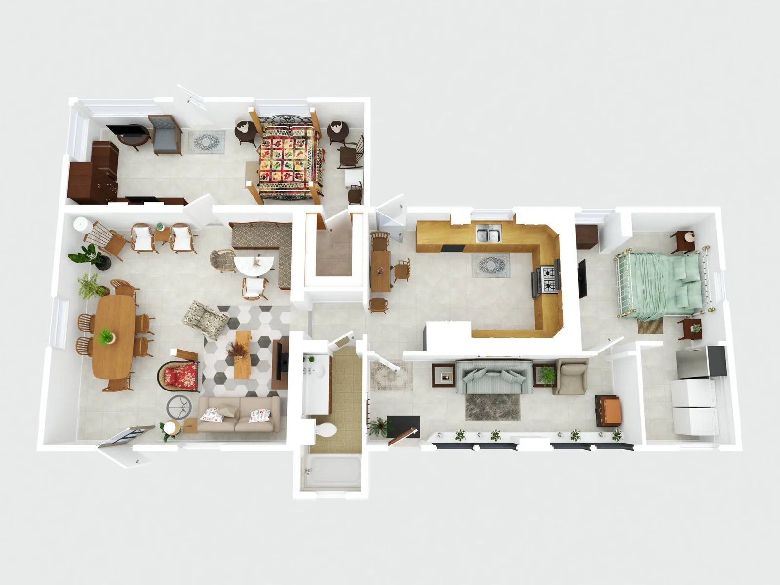 Furnished 3D floor plan of a single-story Okeechobee home