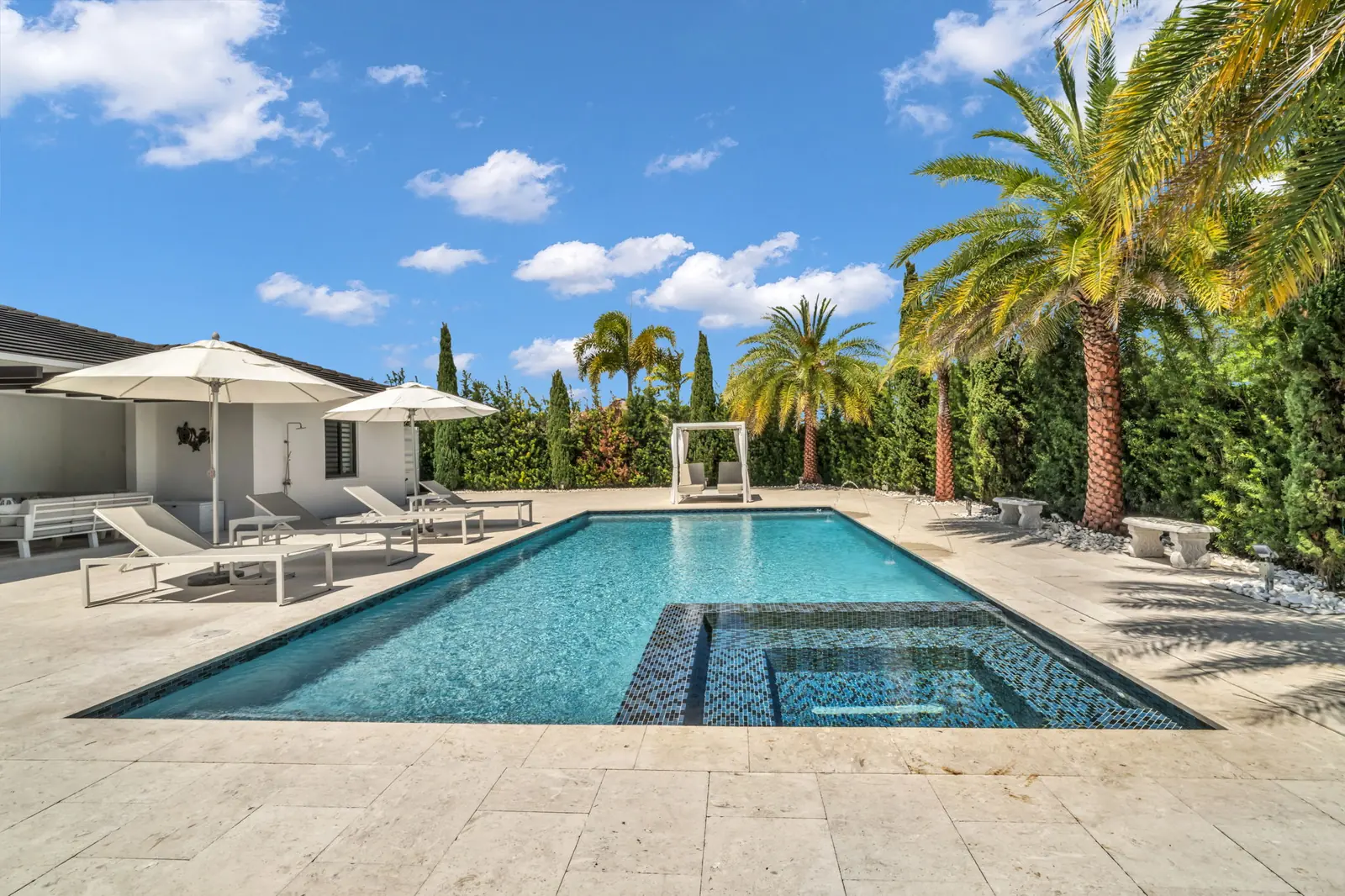 Pool with spa and cabana in Quail Heights