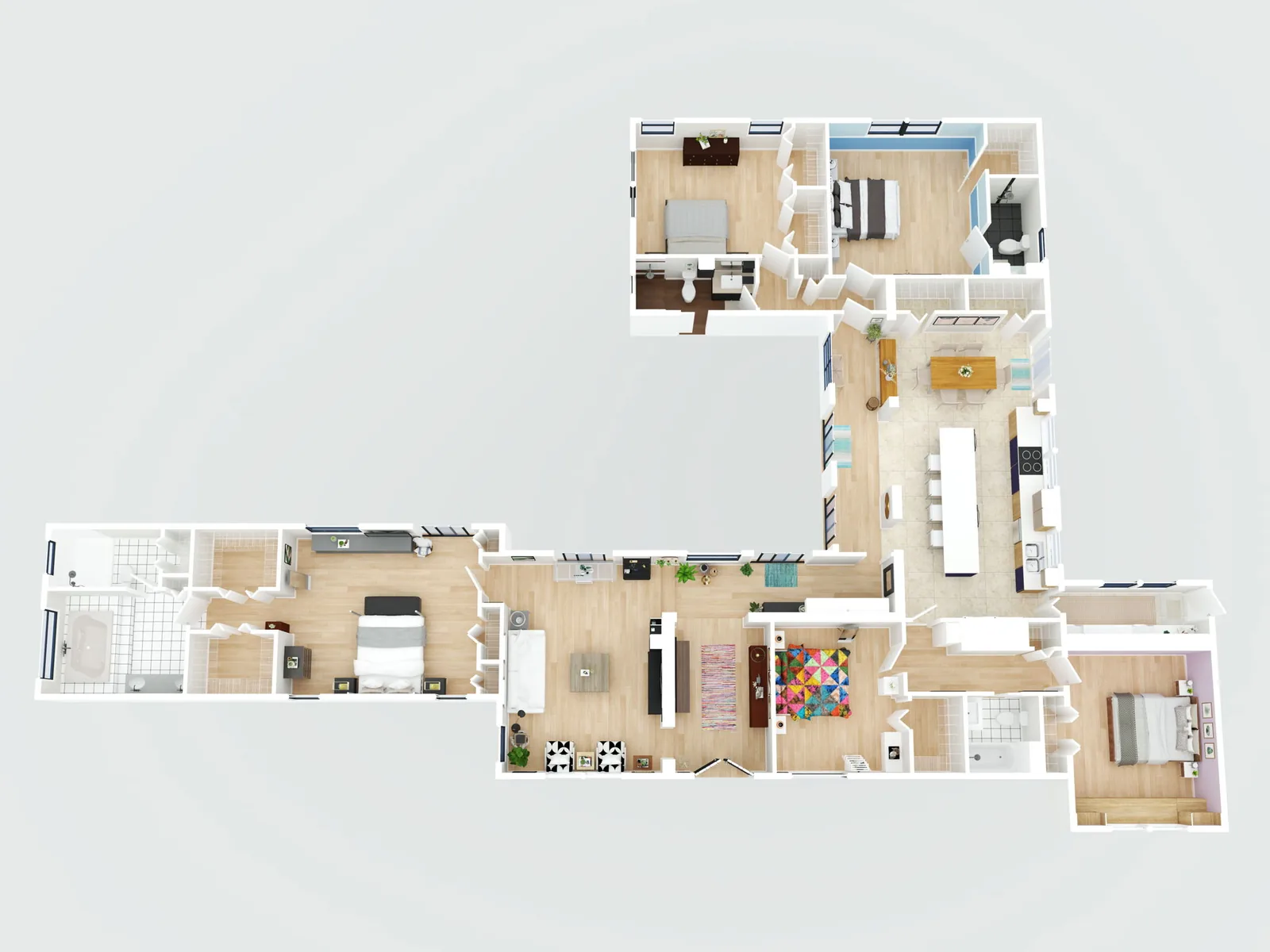 Furnished 3D floor plan of a South Miami home, rendered from the on-site scan